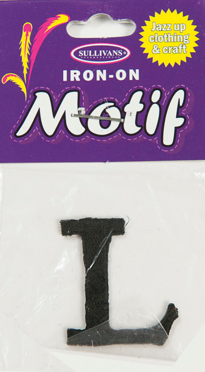 Sullivans Motif Iron On Letter, Black- 30 mm