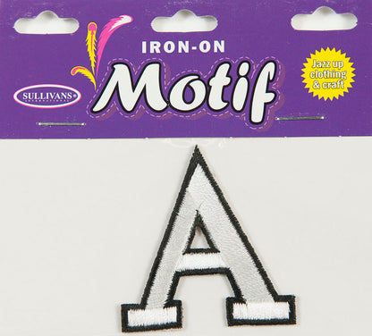 Iron On Motif Letter, White - 45mm - Sullivans