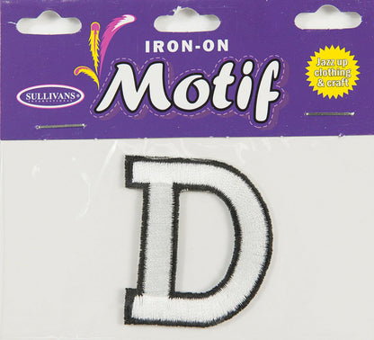 Iron On Motif Letter, White - 45mm - Sullivans
