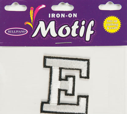 Iron On Motif Letter, White - 45mm - Sullivans