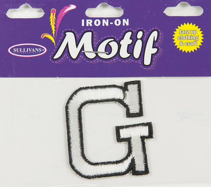 Iron On Motif Letter, White - 45mm - Sullivans