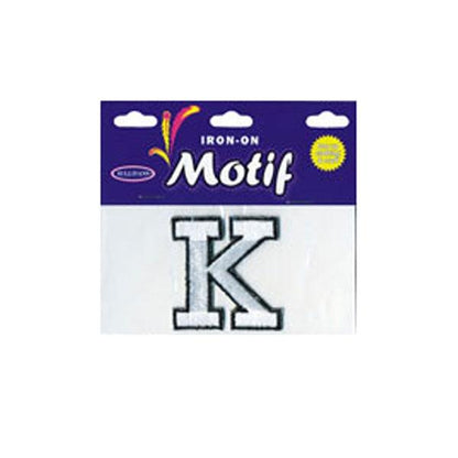 Iron On Motif Letter, White - 45mm - Sullivans