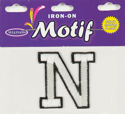 Iron On Motif Letter, White - 45mm - Sullivans