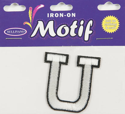 Iron On Motif Letter, White - 45mm - Sullivans
