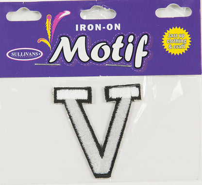Iron On Motif Letter, White - 45mm - Sullivans