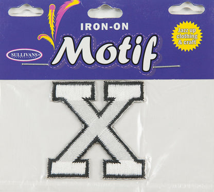 Iron On Motif Letter, White - 45mm - Sullivans