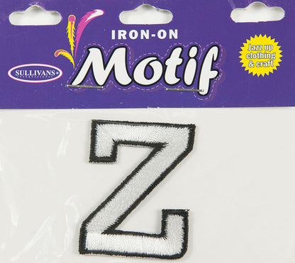 Iron On Motif Letter, White - 45mm - Sullivans