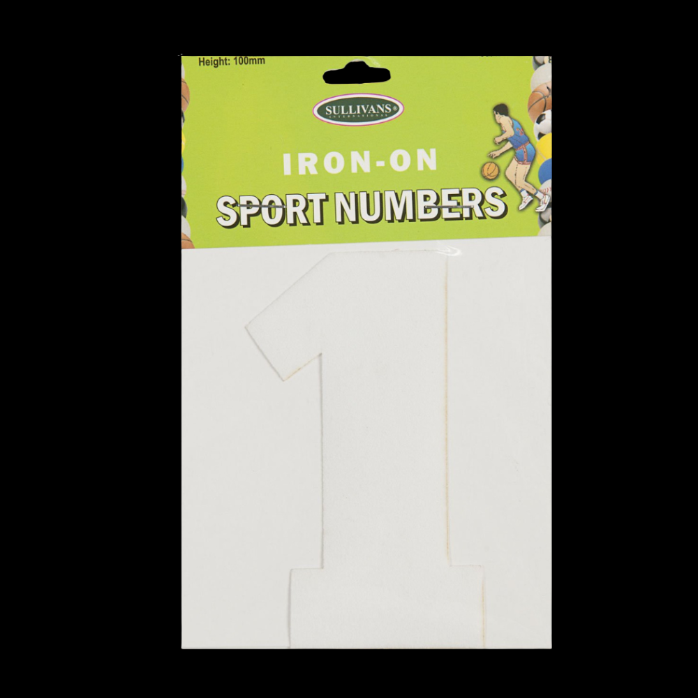 Sullivans Iron On Numbers, White- 10cm
