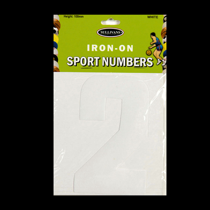 Sullivans Iron On Numbers, White- 10cm