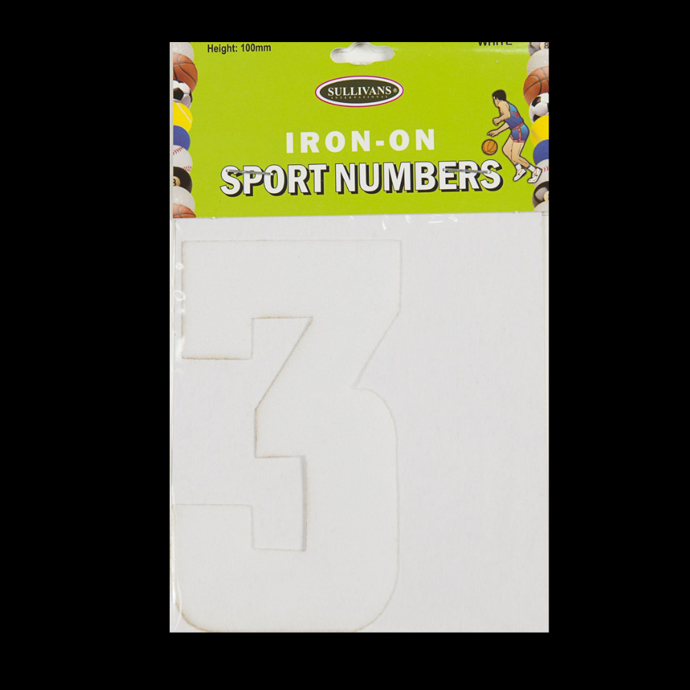 Sullivans Iron On Numbers, White- 10cm