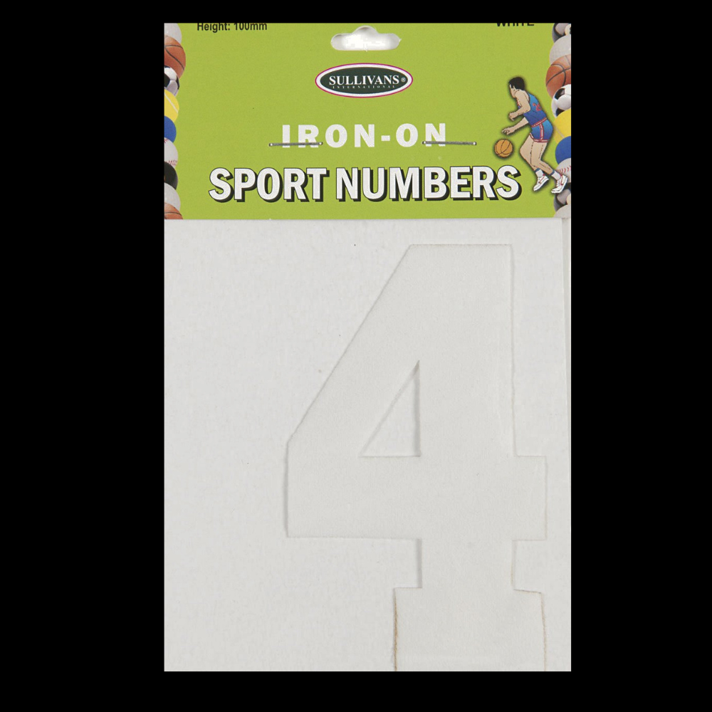 Sullivans Iron On Numbers, White- 10cm