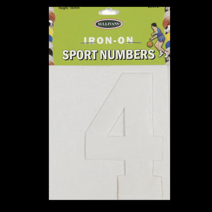 Sullivans Iron On Numbers, White- 10cm