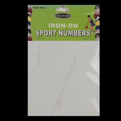Sullivans Iron On Numbers, White- 10cm