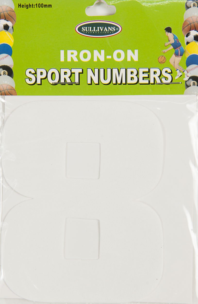 Sullivans Iron On Number 8, White- 10cm