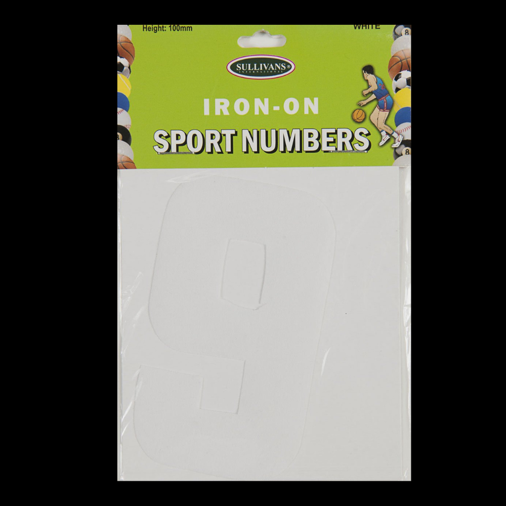 Sullivans Iron On Numbers, White- 10cm