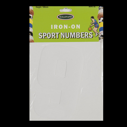 Sullivans Iron On Numbers, White- 10cm
