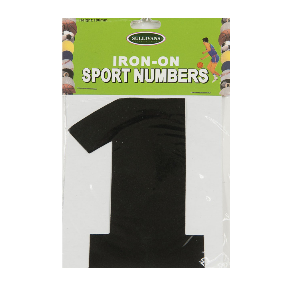 Sullivans Iron On Numbers, Black- 10cm