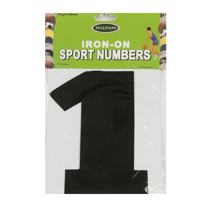Sullivans Iron On Numbers, Black- 10cm