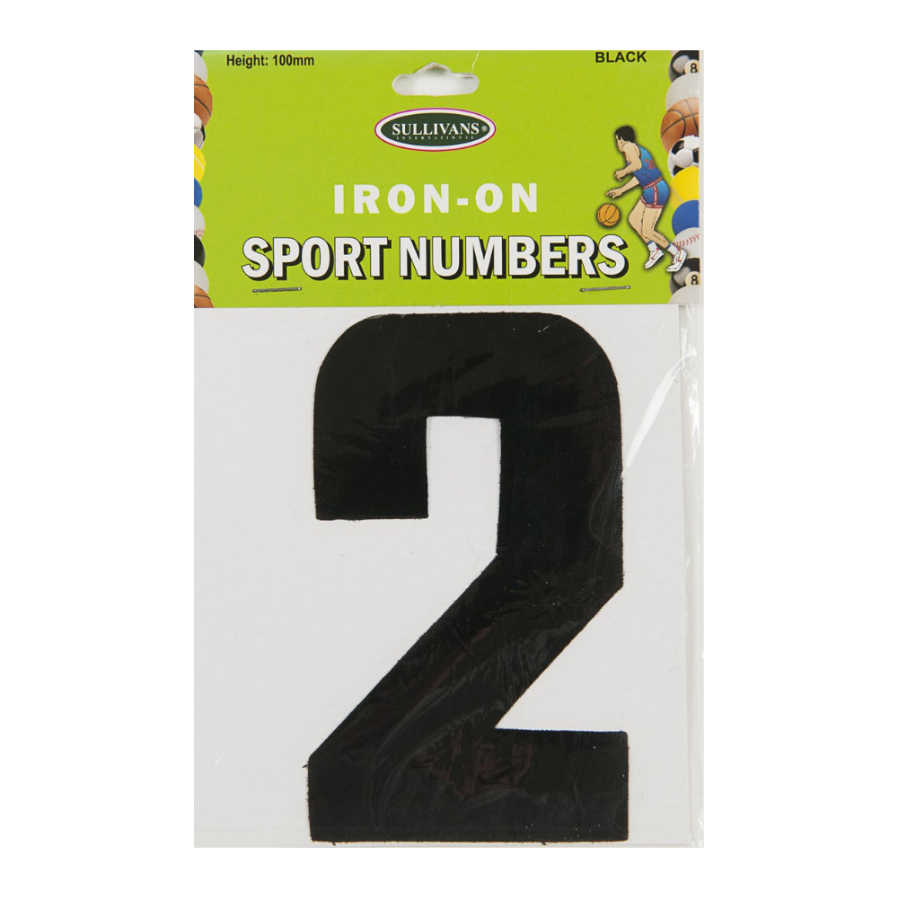 Sullivans Iron On Numbers, Black- 10cm