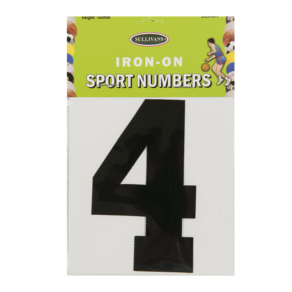 Sullivans Iron On Numbers, Black- 10cm