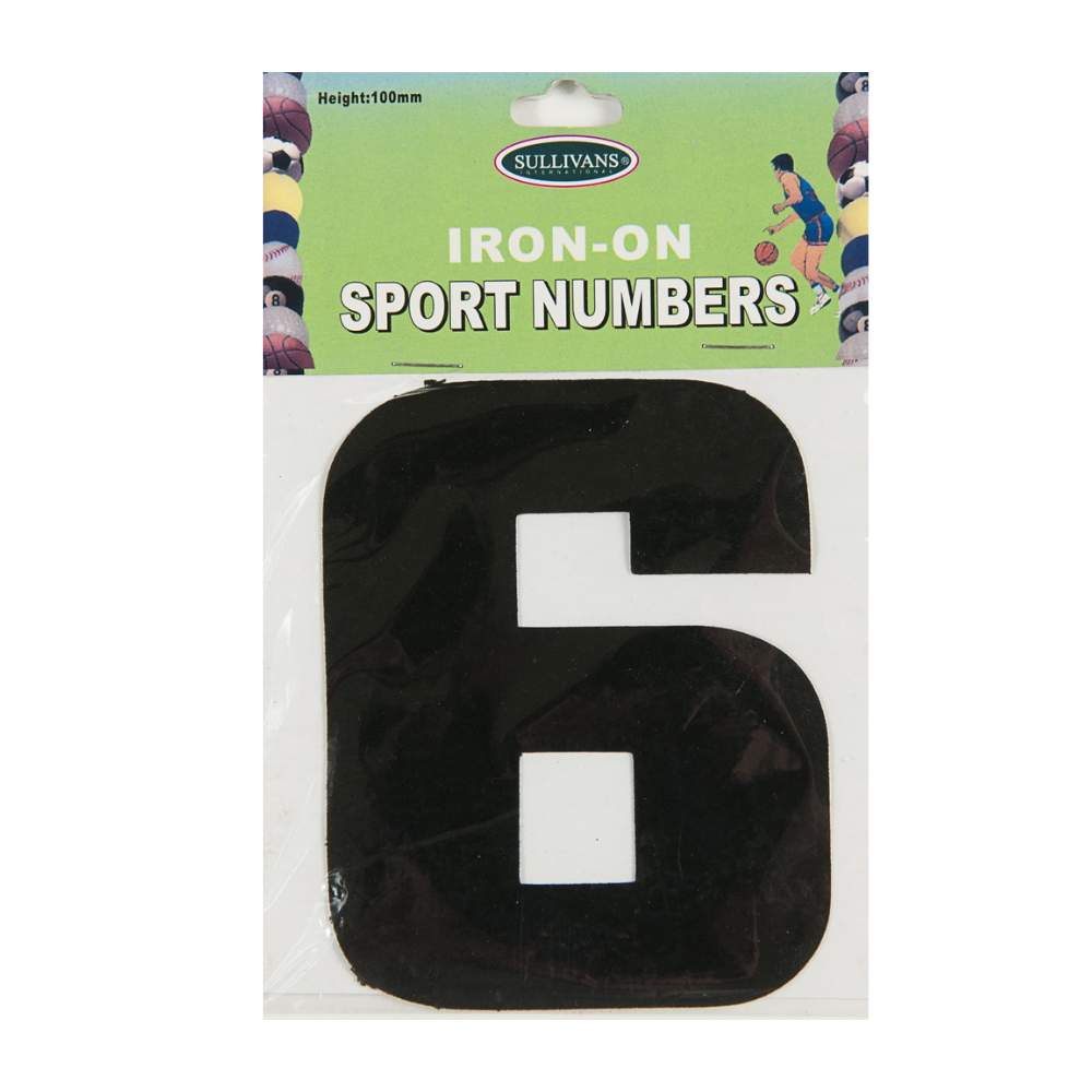 Sullivans Iron On Numbers, Black- 10cm