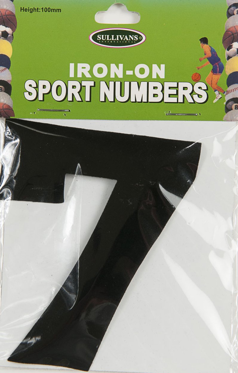Sullivans Iron On Number 7, Black- 10cm
