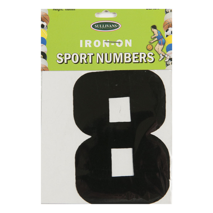 Sullivans Iron On Numbers, Black- 10cm