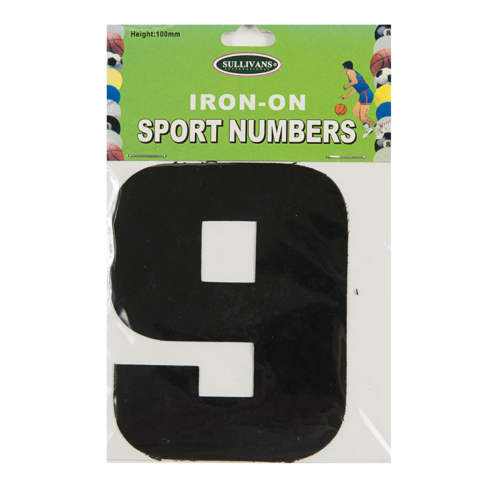 Sullivans Iron On Numbers, Black- 10cm
