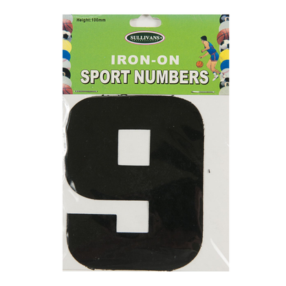 Sullivans Iron On Numbers, Black- 10cm