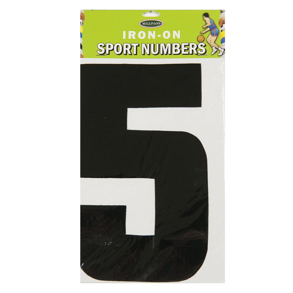 Sullivans Iron On Sports Numbers, Black- 20cm