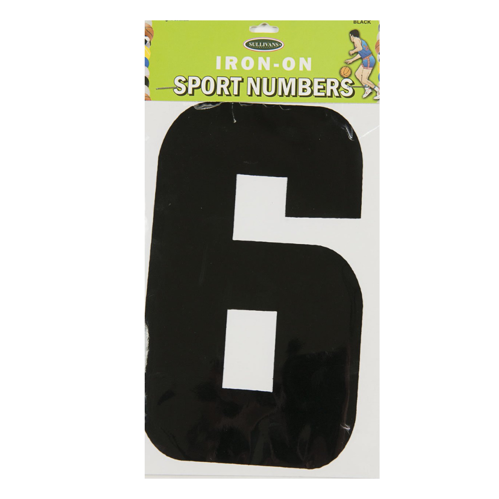 Sullivans Iron On Sports Numbers, Black- 20cm