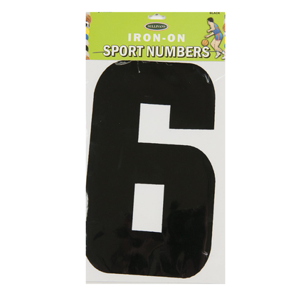 Sullivans Iron On Sports Numbers, Black- 20cm