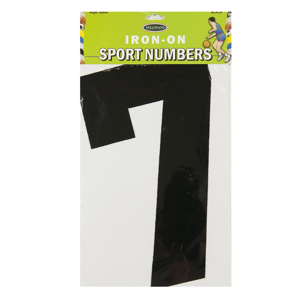Sullivans Iron On Sports Numbers, Black- 20cm