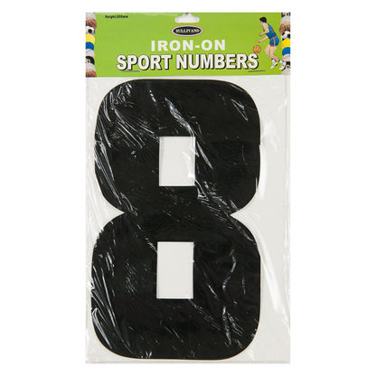 Sullivans Iron On Sports Numbers, Black- 20cm