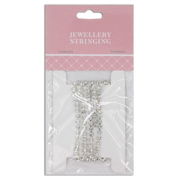 50cm Small Diamante Chain, Clear Silver- Sullivans