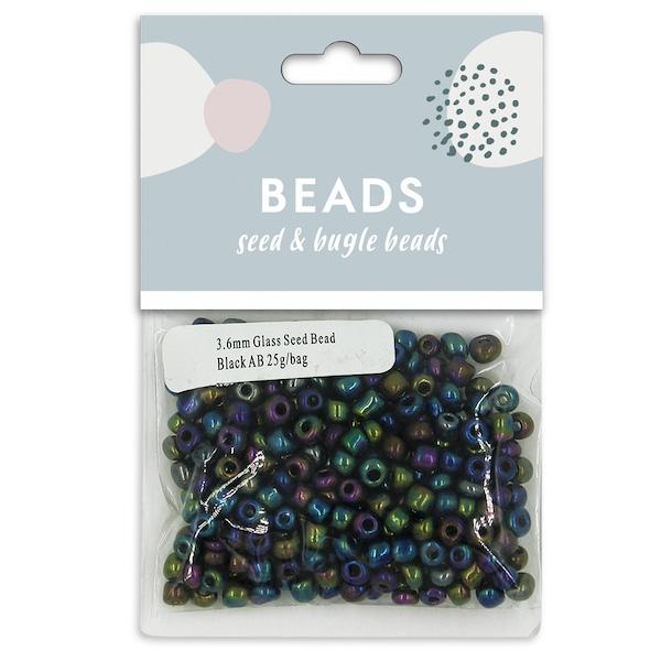 3.6mm Glass Seed Beads, 25g- Sullivans