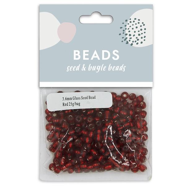 3.6mm Glass Seed Beads, 25g- Sullivans