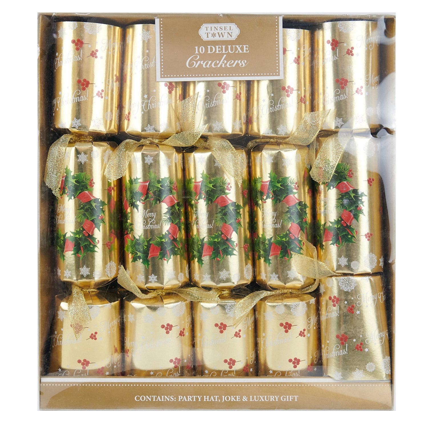 Christmas Deluxe Crackers, Goldleaf & Acorn- 10x14in
