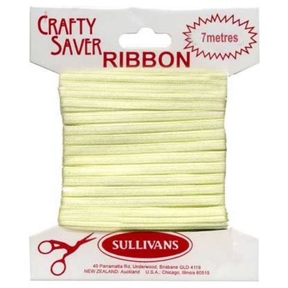 Crafty Saver Satin Ribbon, White- 3mm x 7m