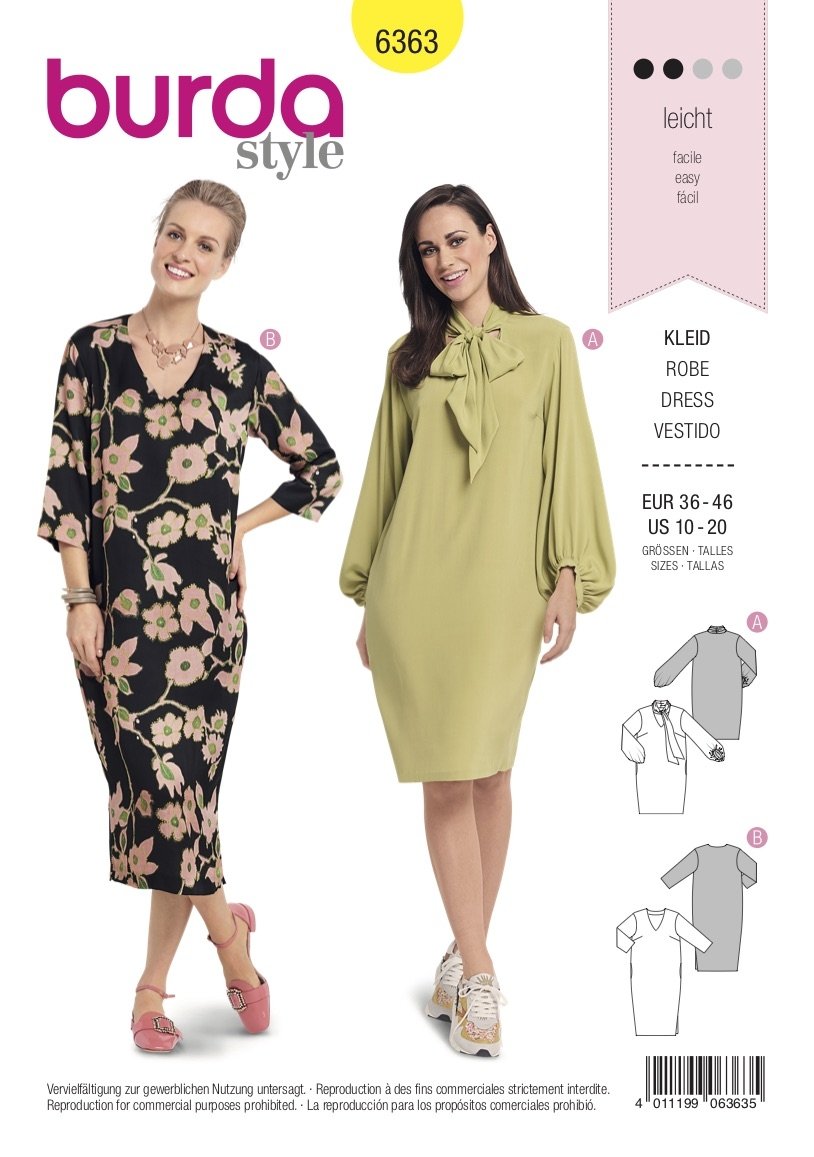 Burda Pattern 6363 Misses' Dresses (10-20)