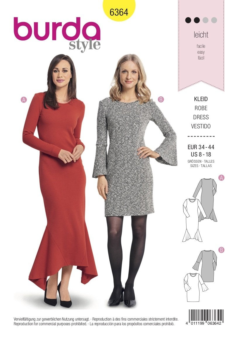 Burda Pattern B6364 Misses' Dresses (8-18)