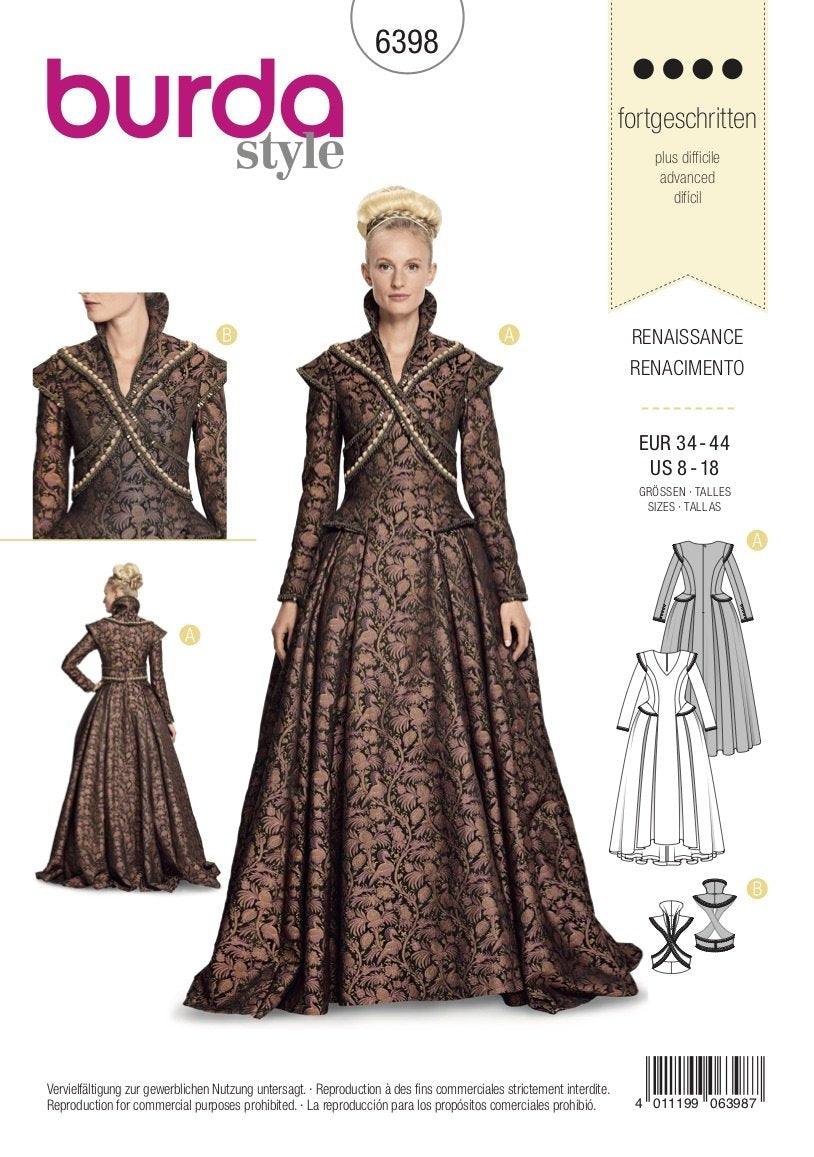 Burda Pattern B6398 Misses' Renaissance Dress
