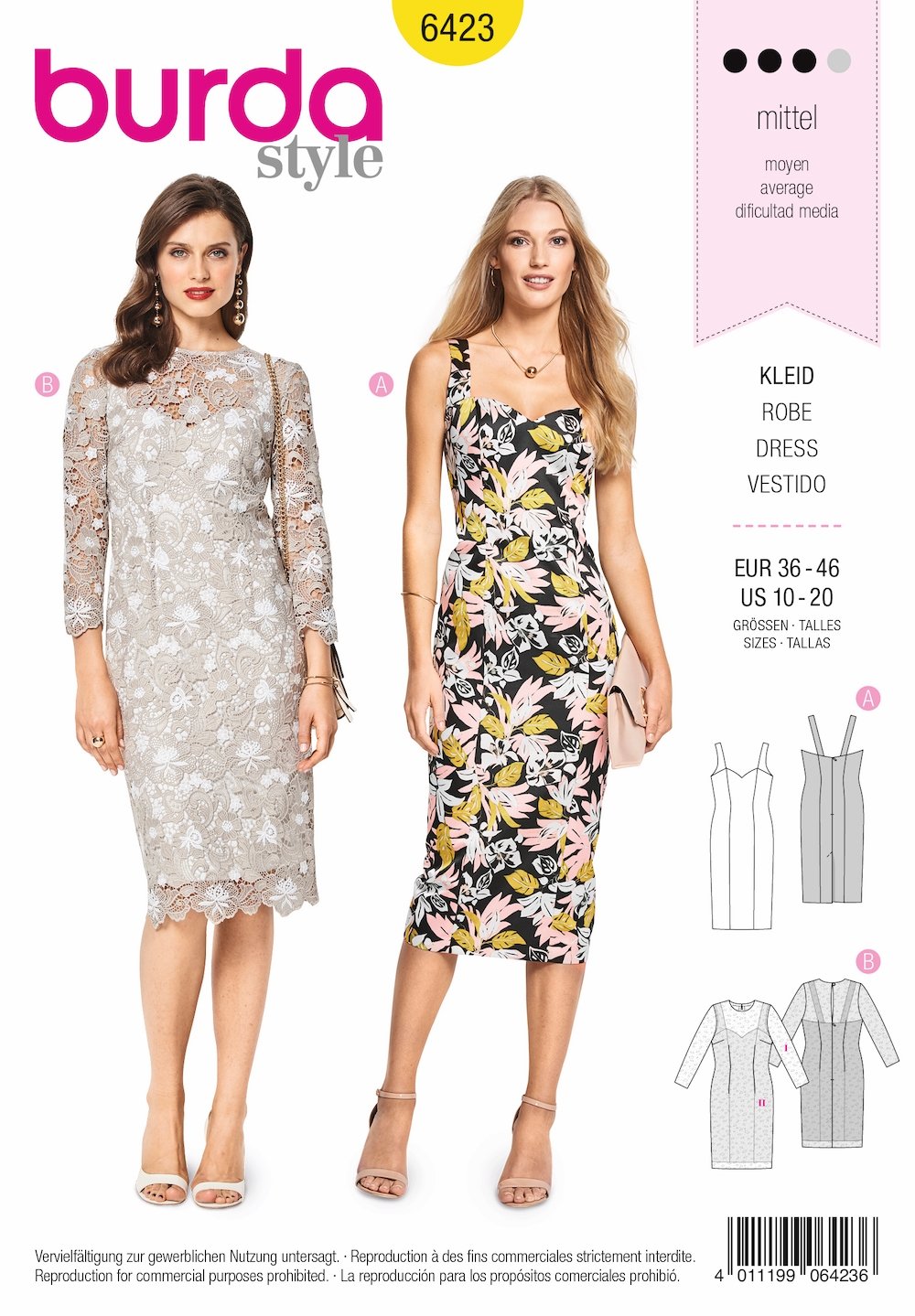 Burda Pattern 6423 Misses' Summer Strap Dresses (10-20)