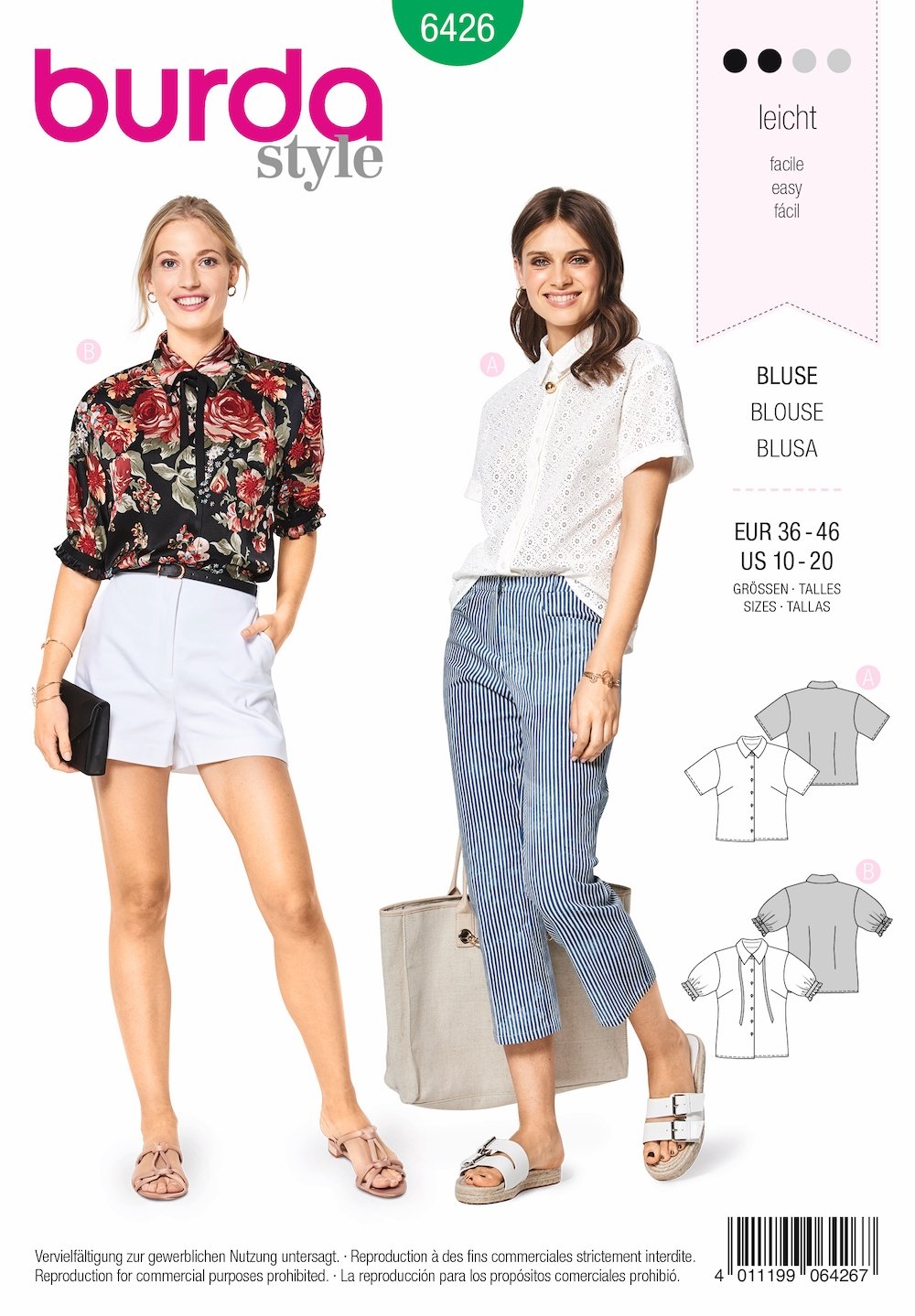 Burda Pattern 6426 Misses' Fancy Summer Blouses (10-20)