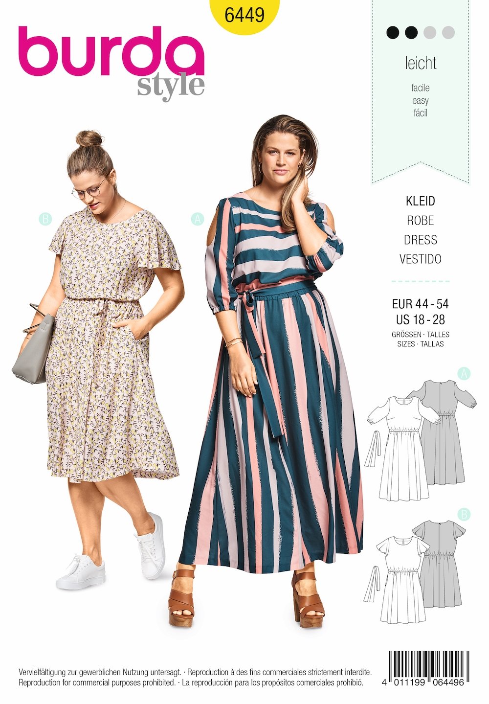 Burda Pattern 6449 Women's Summer Dresses (18-28)