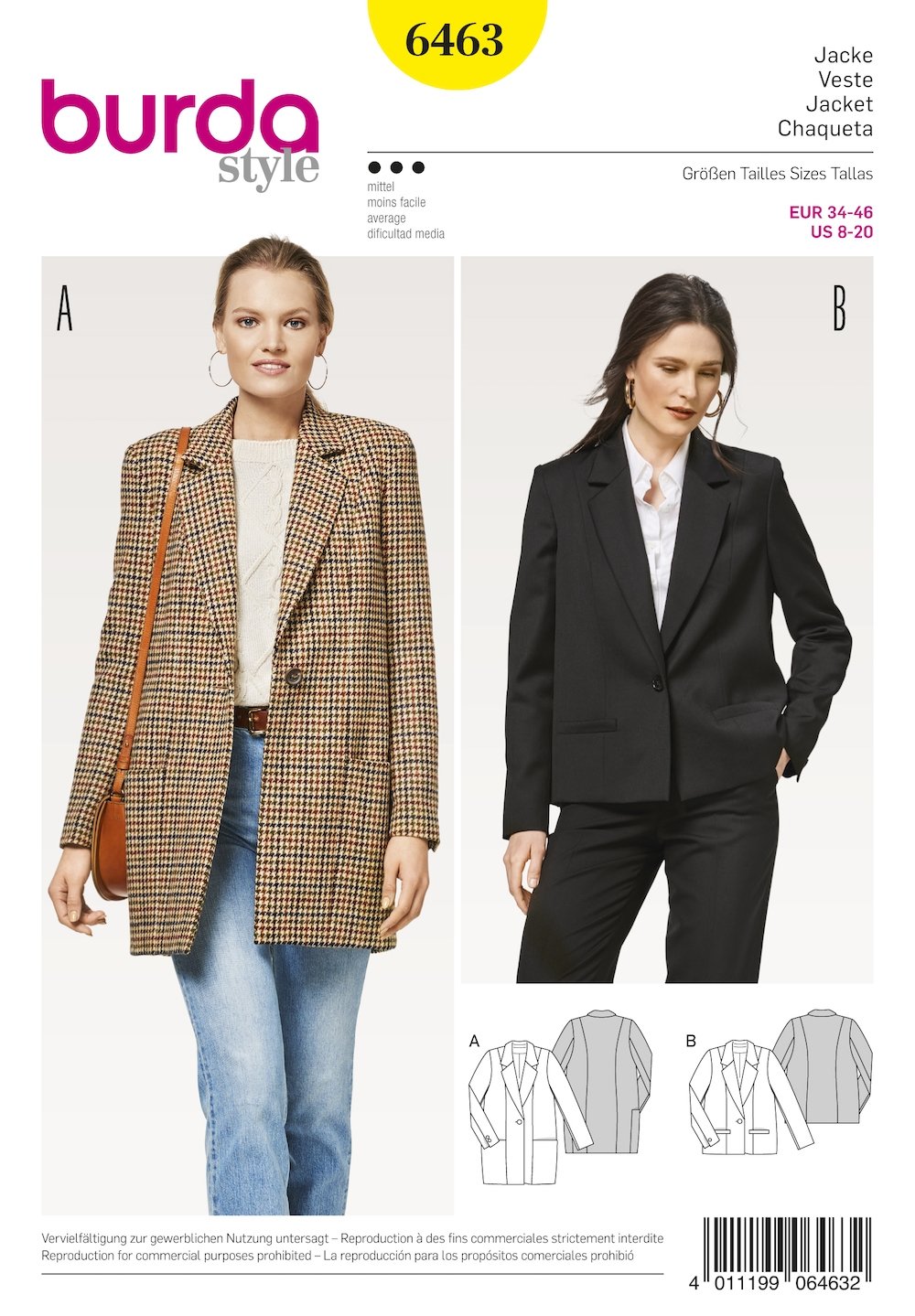 Burda Pattern 6463 Misses' Blazer (8-20)