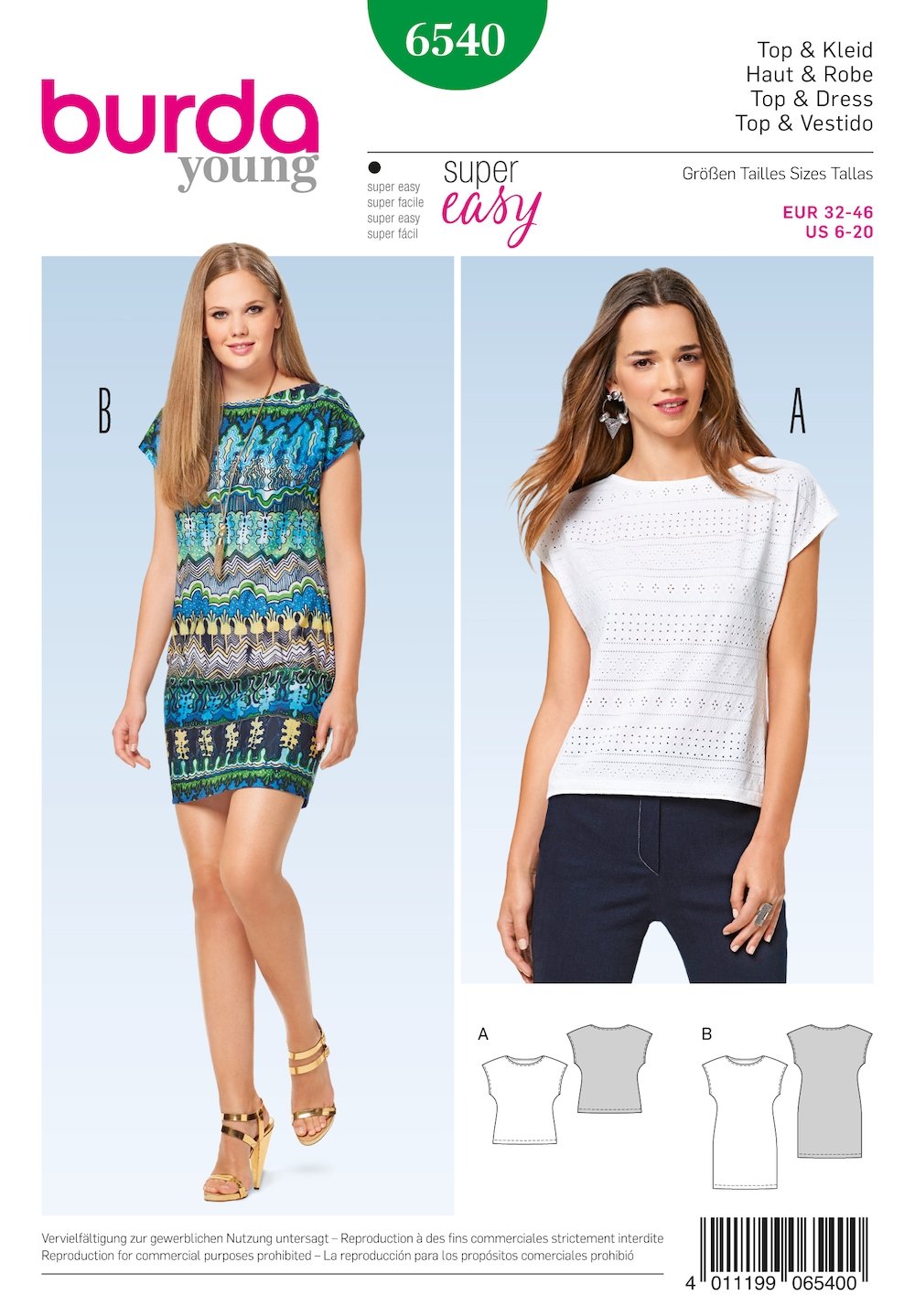 Burda Pattern 6540 Misses' Top and Dress (6-20)