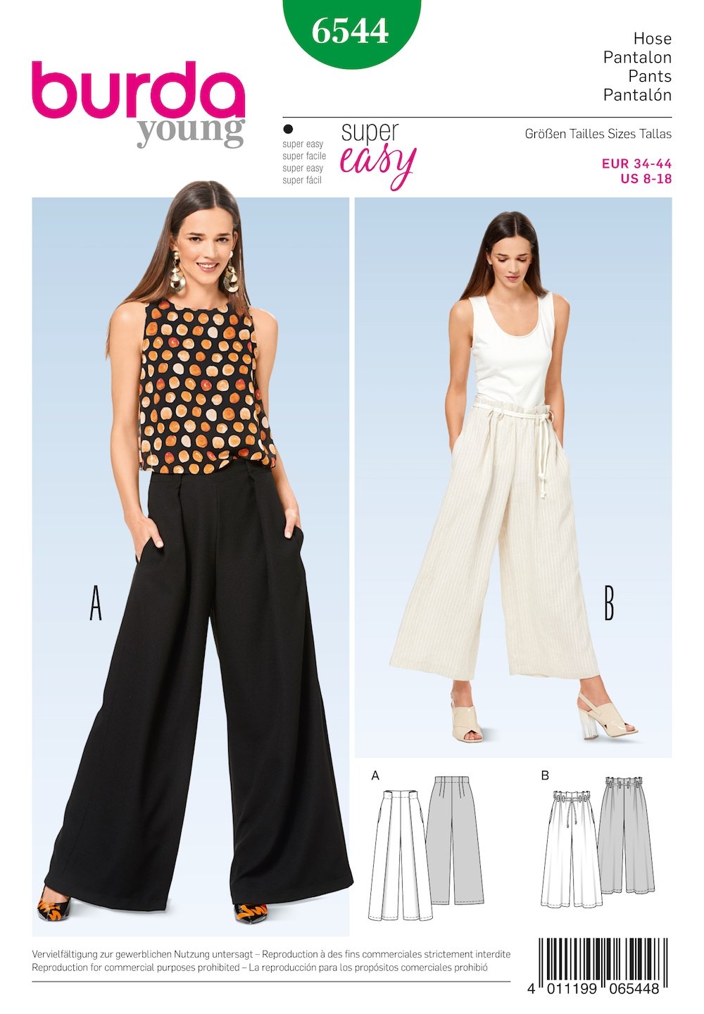Burda Pattern 6544 Misses' Pants (8-18)