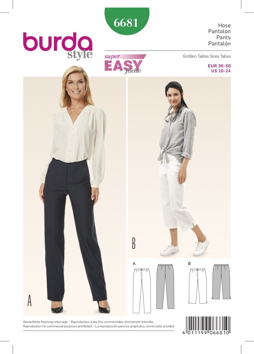 Burda Pattern 6681 Misses' Pants (10-24)