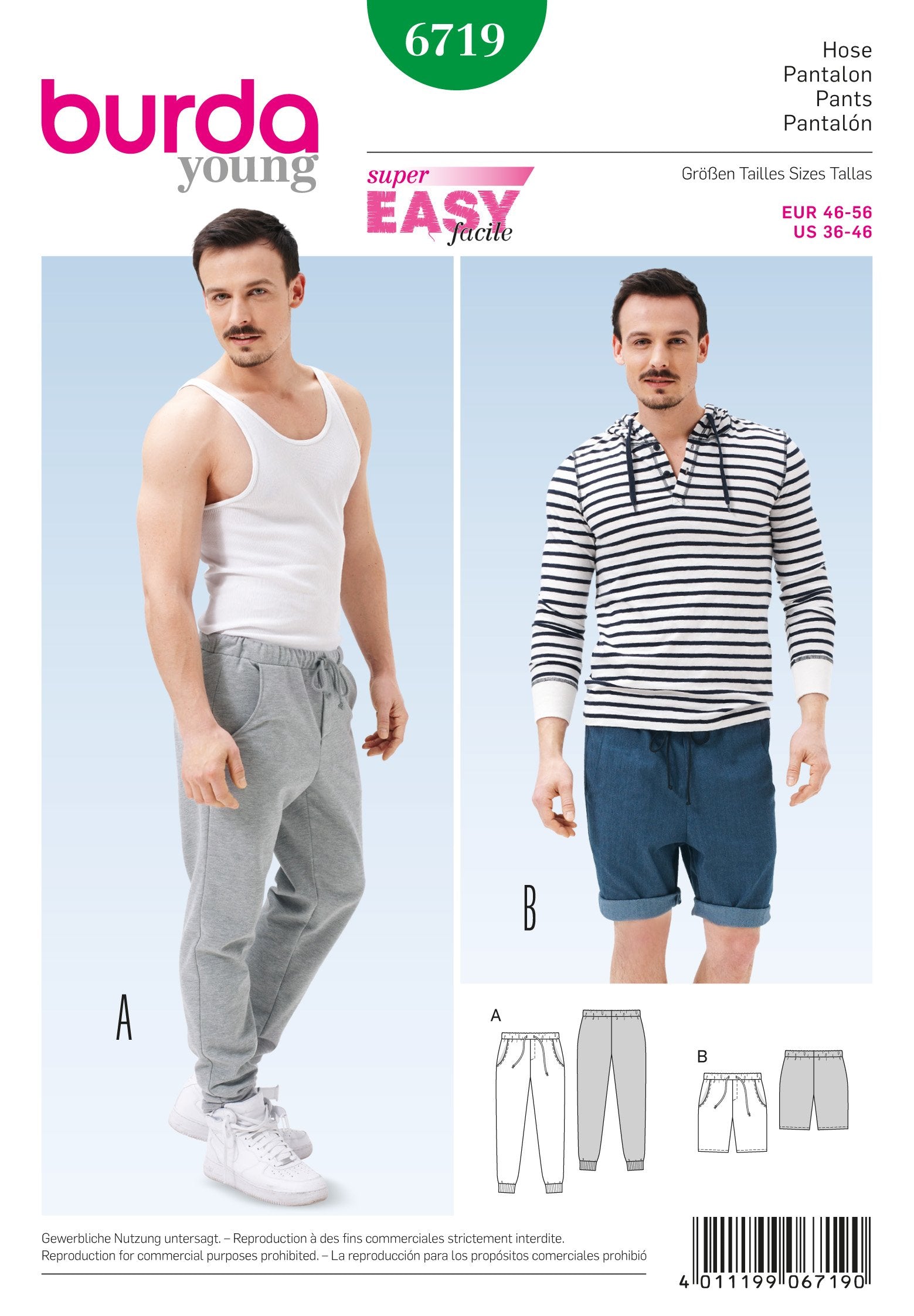 Burda Pattern 6719- Mens Jogging Pants